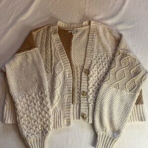 American Eagle Outfitters Cream and Tan Cardigan size XS